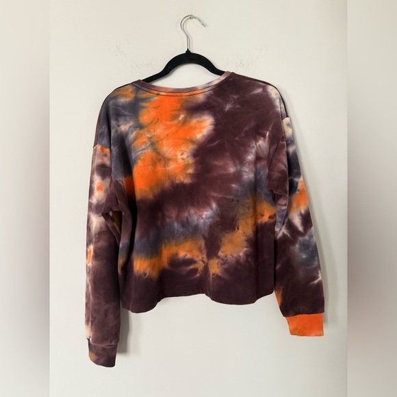 CircleX Tie Dye Cropped Pull Over Crewneck Sweatshirt Cute Spooky Fall Colors - Picture 10 of 11